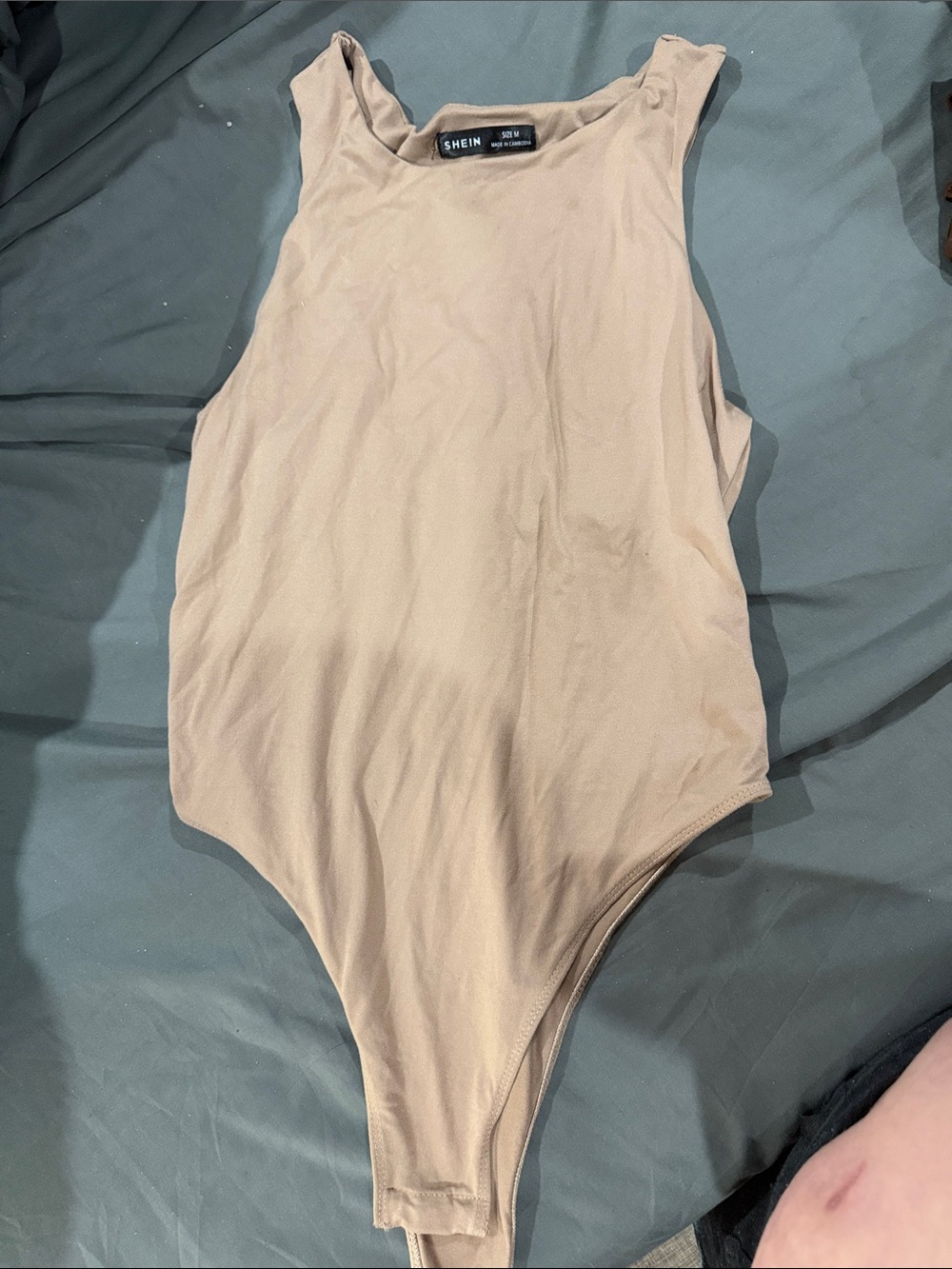 SHEIN Beige Sleeveless High-Cut Bodysuit